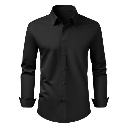 Men's Button Up Shirt, Mens Long Sleeve Wrinkle-free Button Down Dress