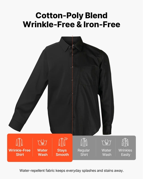 Men's Button Up Shirt, Mens Long Sleeve Wrinkle-free Button Down Dress