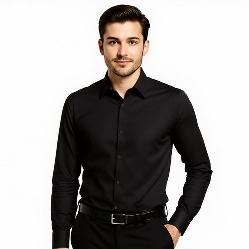Men's Button Up Shirt, Mens Long Sleeve Wrinkle-free Button Down Dress